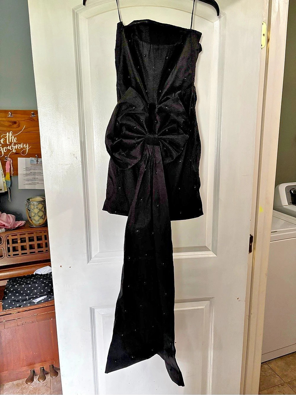 Black Embellished Bow Mini Dress Teen Size Small